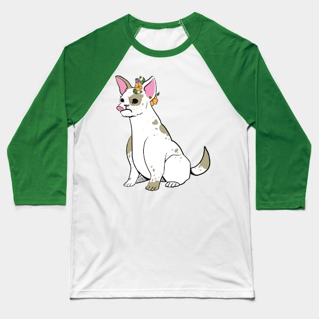 Fancy Floral French Bulldog Baseball T-Shirt by michelletabares